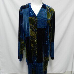 Susan Graver button down knit velour shirt dress midi NEW Size Sz X-Large XL